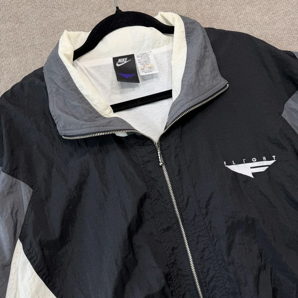 Vintage Nike Flight Windbreaker Track Jacket Men's Size Large Gray Black White